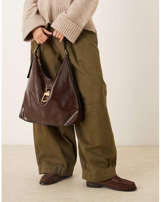 ASOS Natural Statement Buckle Slouch Tote Bag