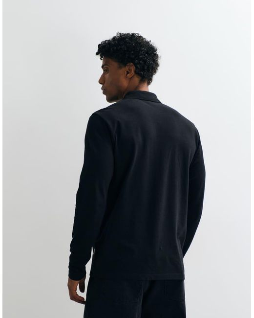 Jack & Jones Blue Pique Long Sleeve Polo for men