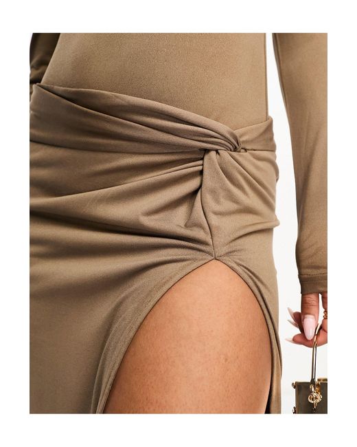 SIMMI White Simmi Thigh Split Knot Detail Maxi Skirt
