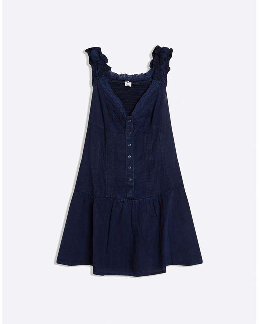 Bershka Blue Mini Denim Dress