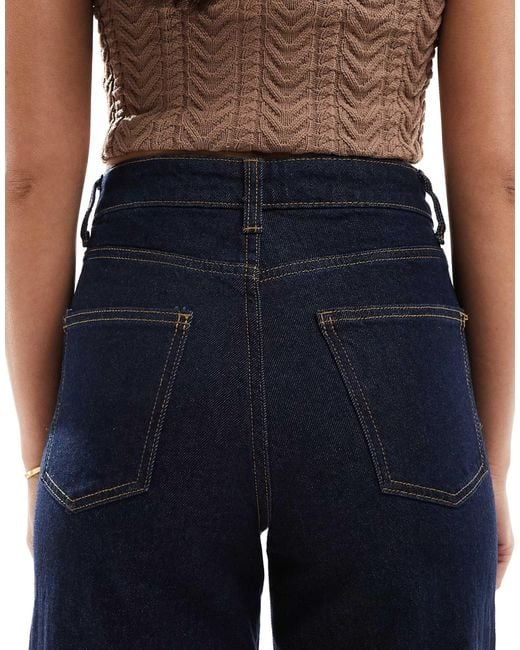 ONLY Blue Hope High Waist Wide Leg Jeans With Front Seam Detail