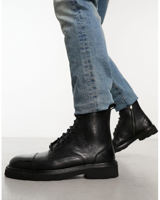 Walk London Black Max Top Cap Boots for men