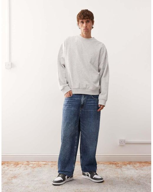 Collusion Gray Essentials Boxy Oversized Sweatshirt for men