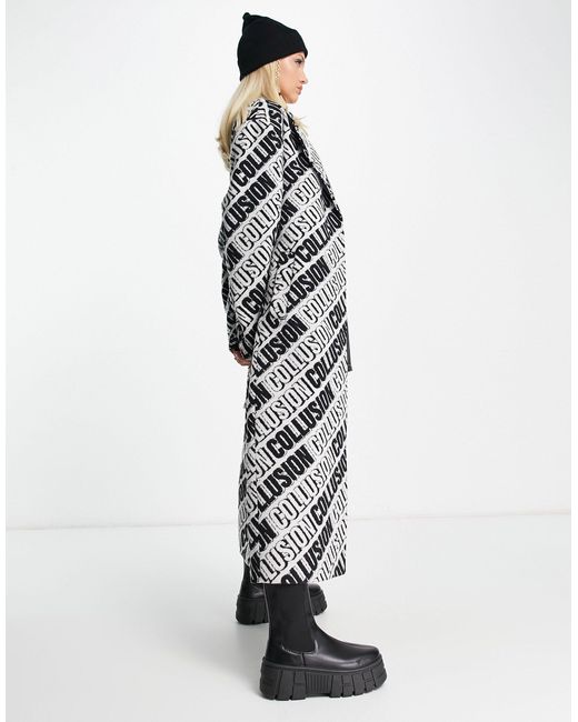 Collusion Gray All Over Print Formal Coat