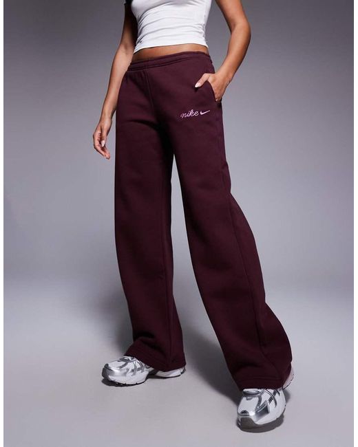 Nike Purple Script Logo Straight Leg joggers