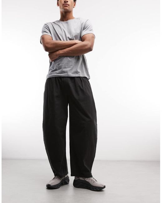 Weekday Black Pull On Barrel Leg Trousers for men