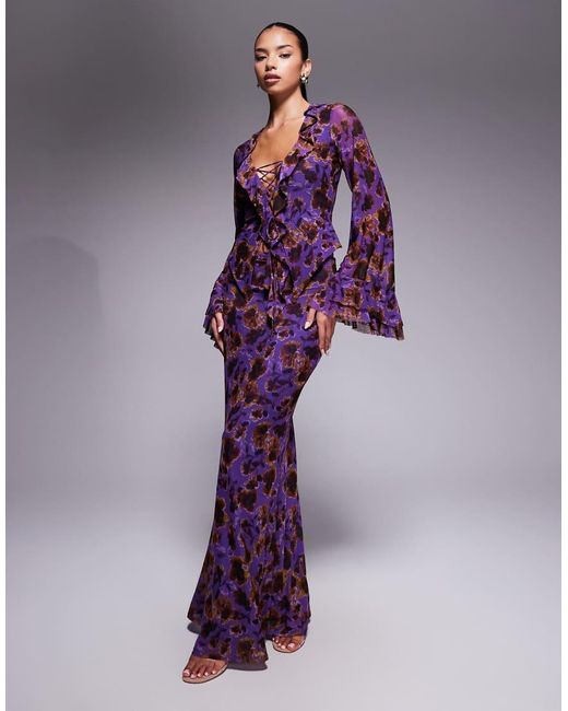 AFRM Gebreide Maxi-Rok Met Fishtail in het Purple