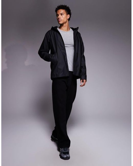 Chaqueta Negra Con Acabado Engomado Y Forro De Borreguito De ASOS de hombre de color Black