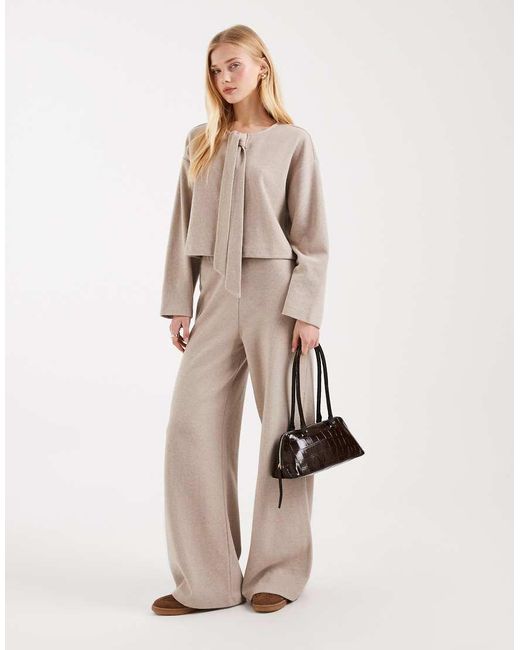 Miss Selfridge Natural Brushed Cardigan Co-ord With Tie Detail
