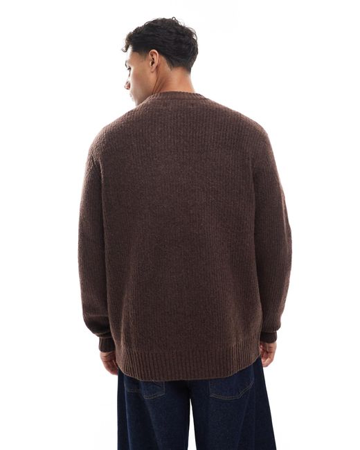 Jack & Jones Red Oversize Thick Ribbed Jumper for men
