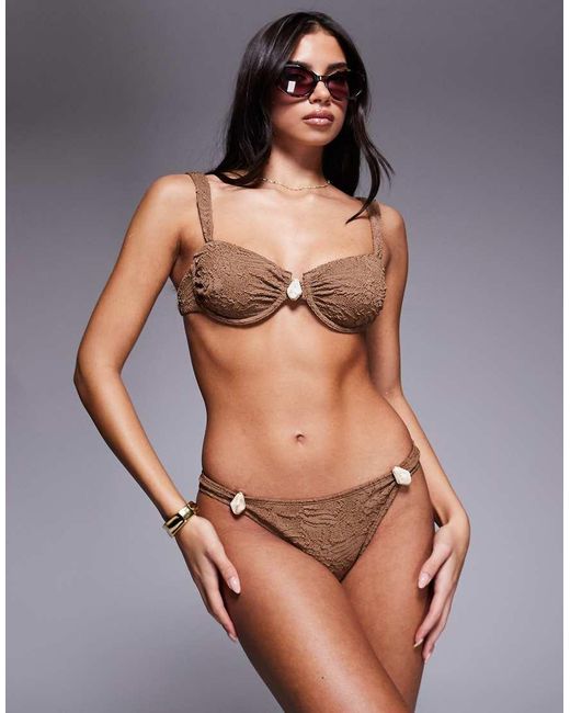 ASOS Brown Riley Resin Tanga Bikini Bottom