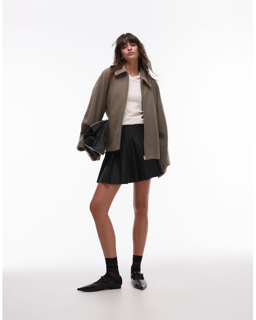 Mango Green Felted Bomber Jacket