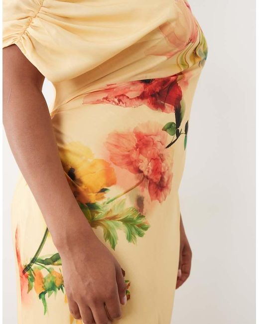 ASOS Multicolor Asos Design Curve Fallen Shoulder Midaxi Dress With Asymmetric Godet Hem
