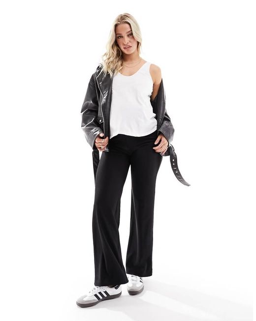 Mama.licious Black Mamalicious Maternity Over The Bump Ribbed Wide Leg Trousers