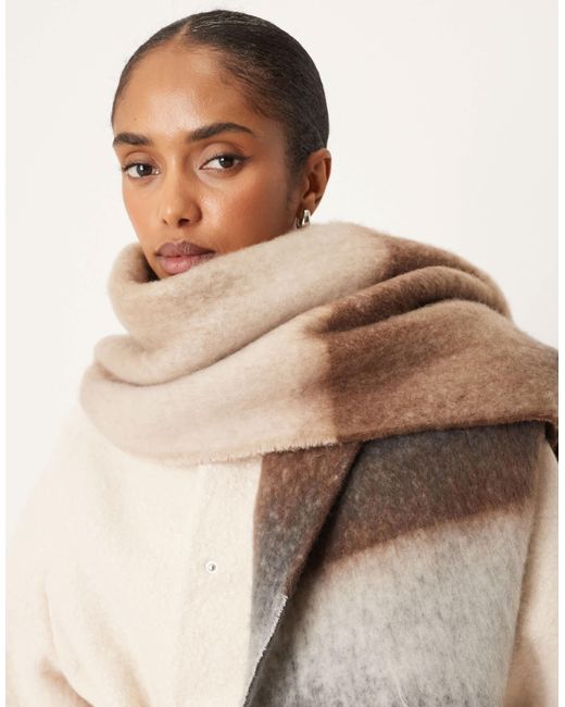 ASOS Natural Woven Scarf With Brushed Striped Design