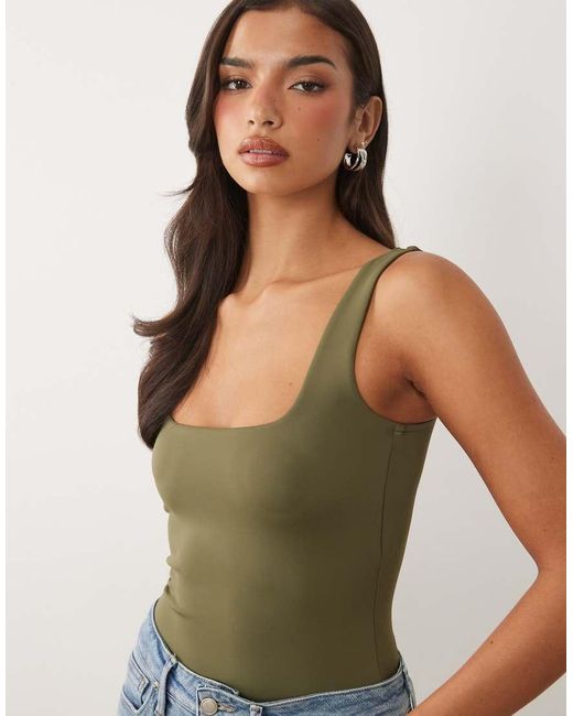 GOOD AMERICAN Blue Sculpting Modern Tank Bodysuit