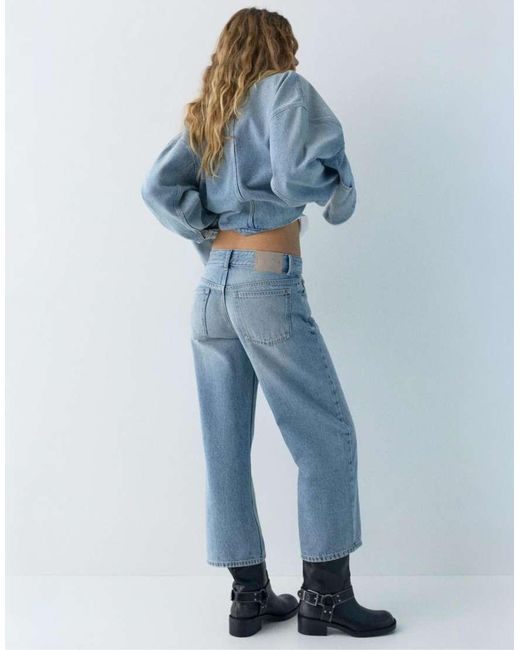 Pull&Bear Blue Low-Rise Culottes Jeans