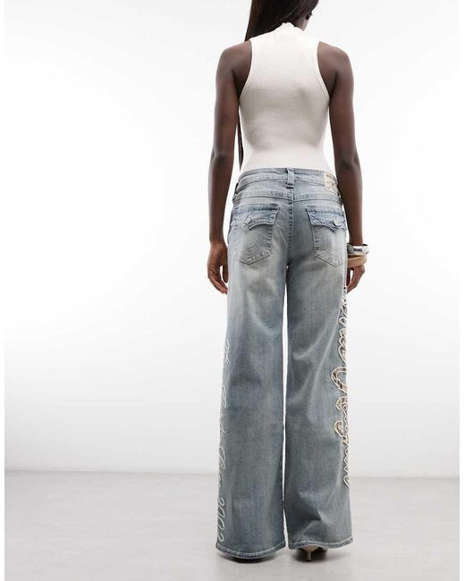 True Religion White Bobbi baggy Logo Print Jeans