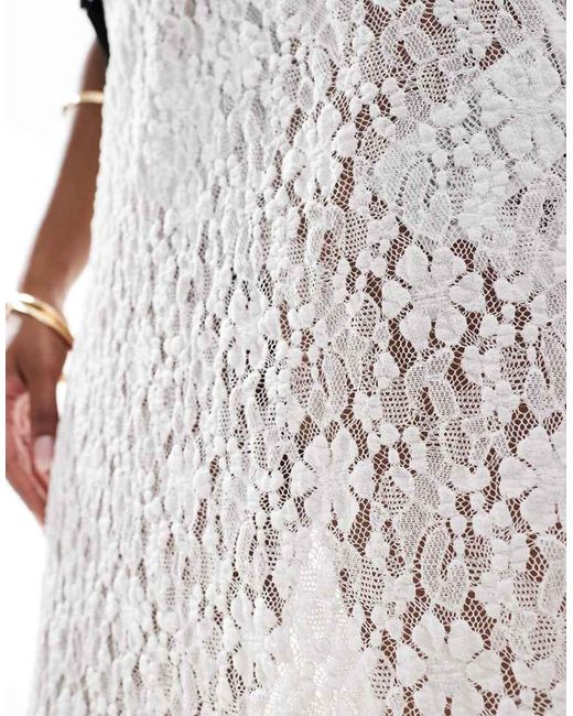 Falda Larga Blanca De Encaje De ONLY de color White