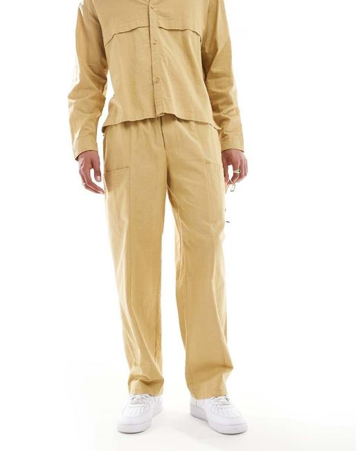 Native Youth Metallic Linen Wide Leg Trousers for men