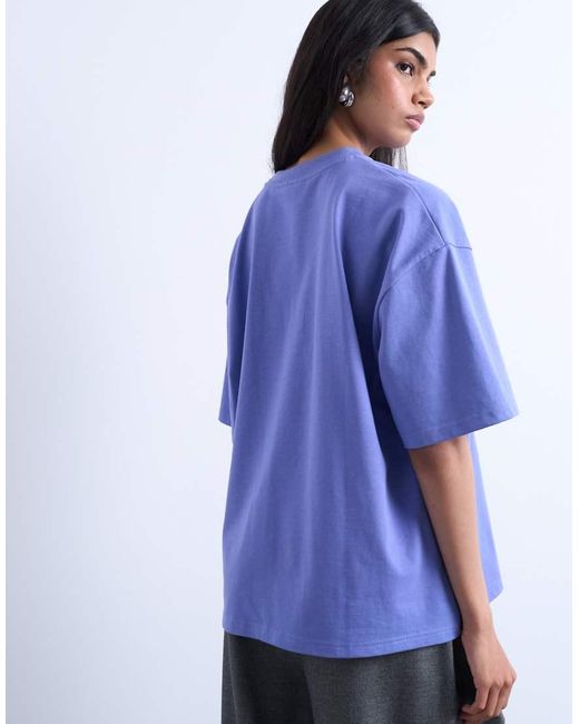 T-Shirt Oversize Con Grafica "New York" di TOPSHOP in Blue