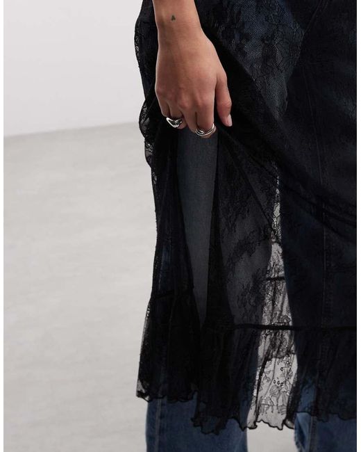 Noisy May Black Scoop Back Sheer Lace Maxi Dress