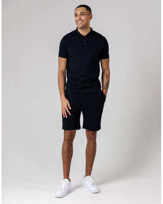 French Connection Blue Cotton Polo Shirt And Shorts Co Ord Set for men