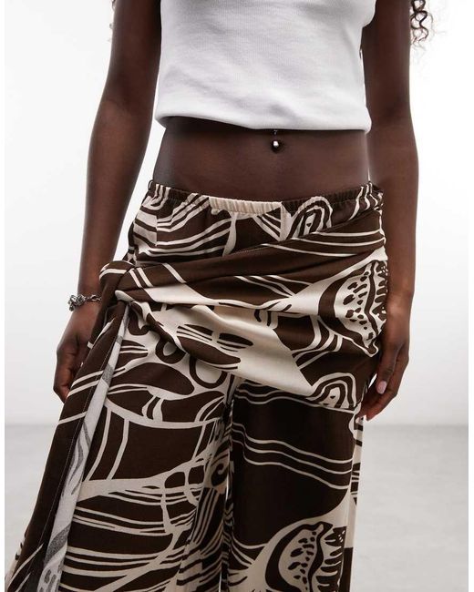 ASOS Multicolor Wide Leg Trouser With Scarf Detail