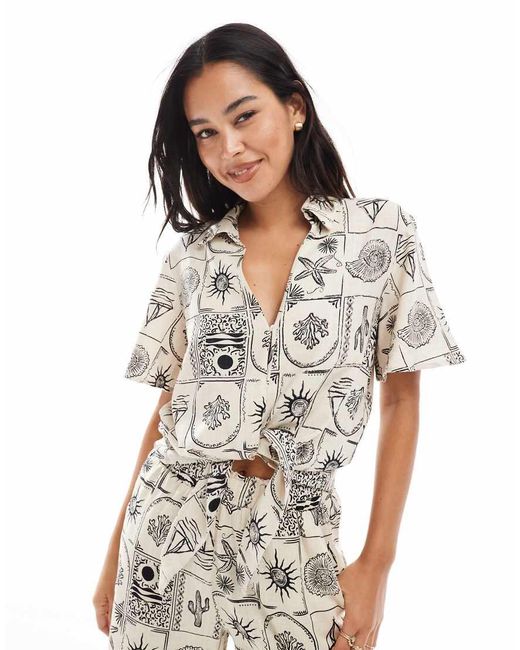 Object Gray Tie Front Shirt Co-ord
