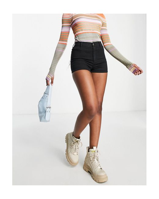 TOPSHOP Joni Shorts in Black Lyst UK