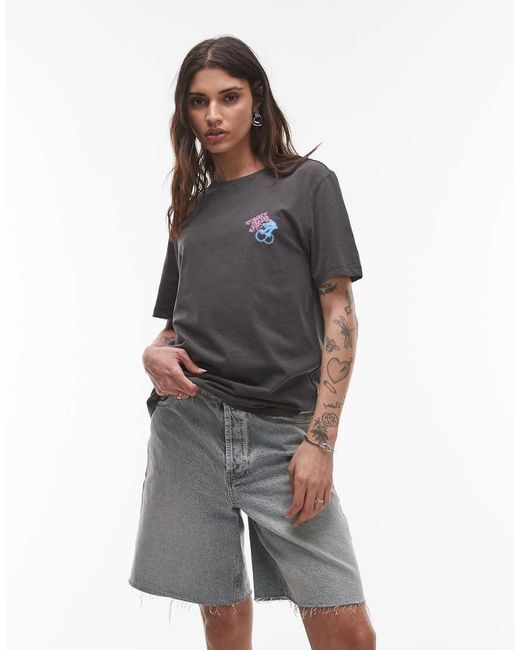 Camiseta Gris Holgada Con Logo De Neón De Tommy Hilfiger de color Gray