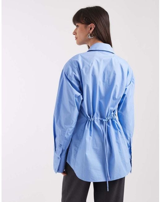 adidas Originals x ASOS Blue Cinched Shirt With Shoulder Pads
