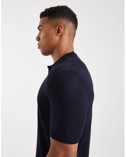 Only & Sons Blue Knitted Polo for men