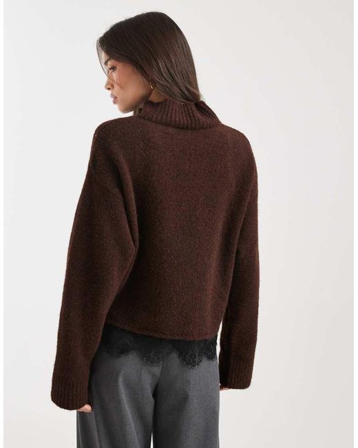 ASOS Multicolor Knitted Wool-blend Jumper With Lace Trim