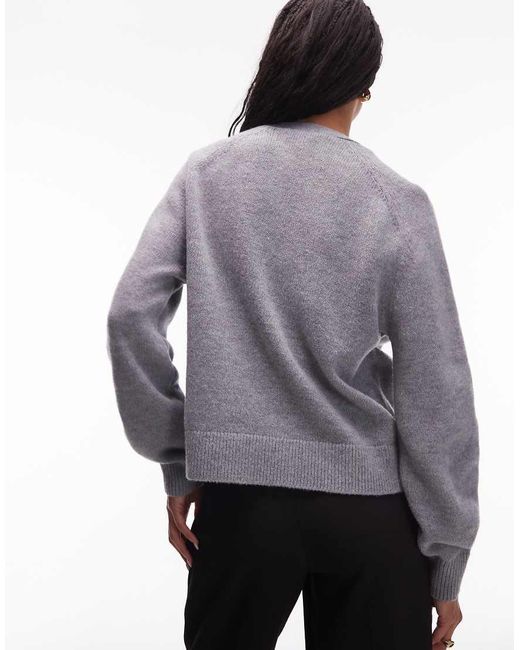 & Other Stories Gray Wool Blend Cardigan With Patch Pockets