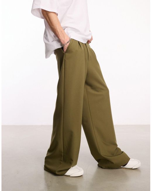 Pantalon ajusté coupe ample décontractée - olive Collusion pour homme en coloris White
