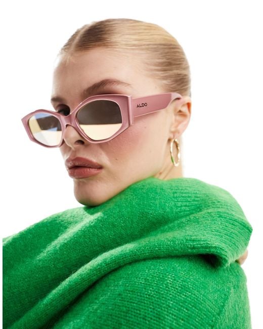 ALDO Green Slim Hexagonal Sunglasses