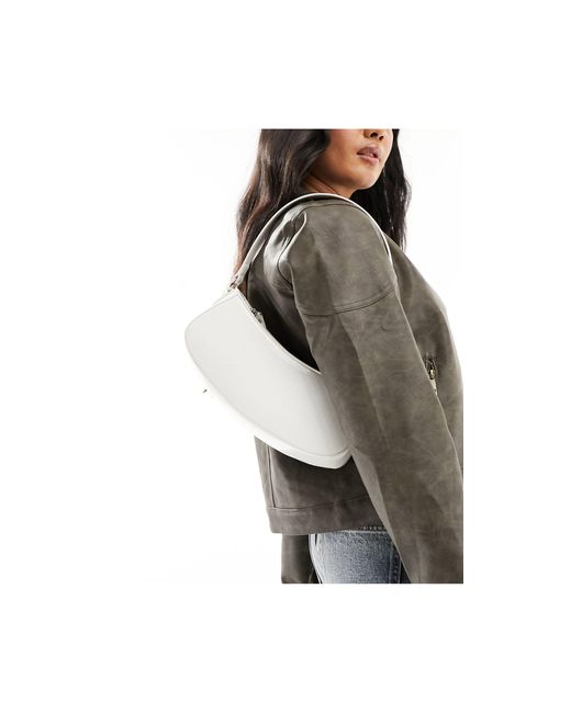 ASOS Gray High Shine Curved Base Shoulder Bag