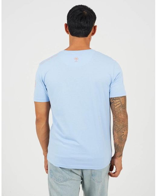 Brave Soul Blue Cotton Jersey Graphic T-Shirt for men