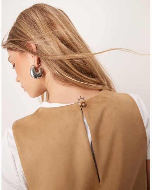 Robe blazer sans manches en daim - fauve Abercrombie & Fitch en coloris Natural