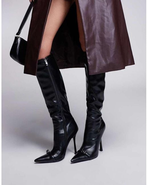 SIMMI Black Simmi London Palace Stilleto Pointed Knee Boot
