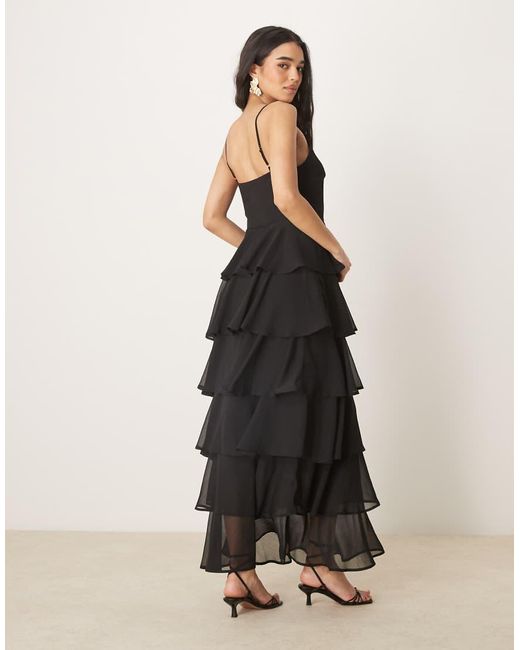 Pretty Lavish Black Textured Ruffle Maxi Dress