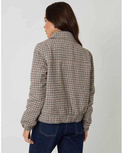 Threadbare Brown Houndstooth Check Faux Wool Jacket