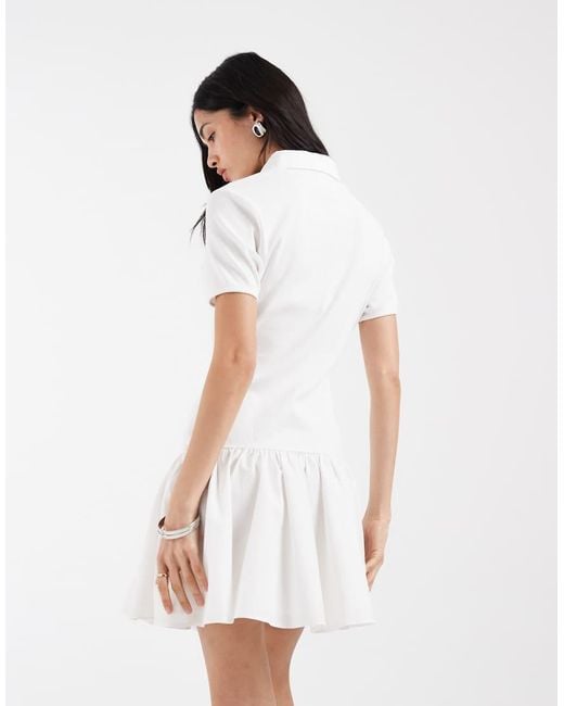 Tommy Hilfiger White Ribbed Poplin Polo Dress