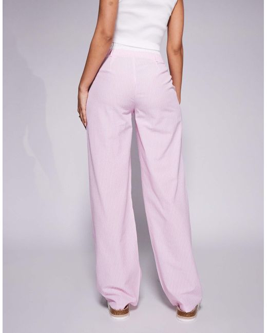 Exclusivité - - pantalon d'ensemble oversize avec taille style caleçon - rayures s Kaiia en coloris Purple