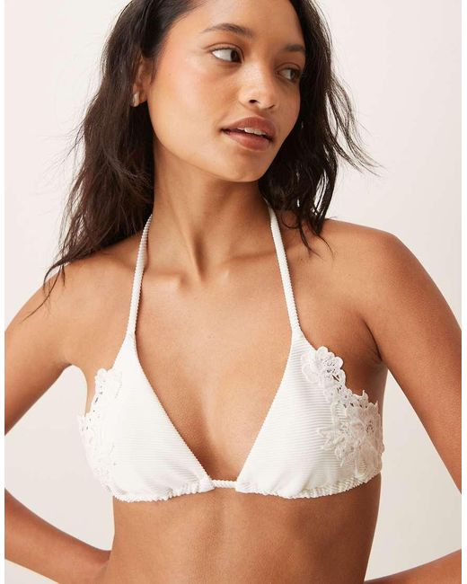 For Love & Lemons Natural Lelani Bikini Top