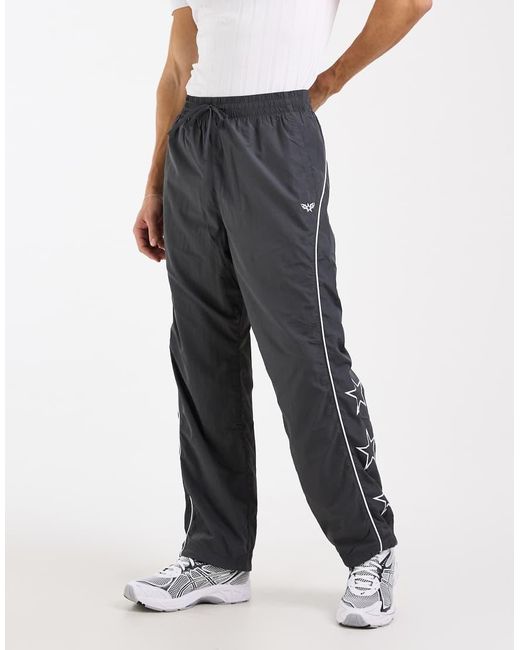 Hollister White Contrast Piping baggy Track Bottoms for men