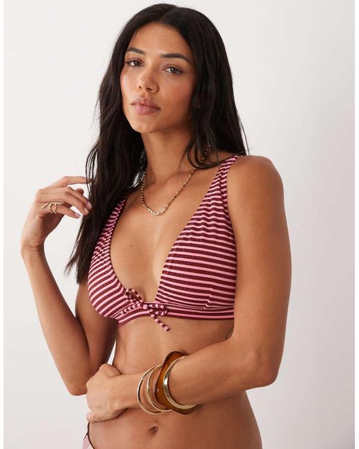ASOS Red Fuller Bust Violet Alice Tie Front Bikini Top