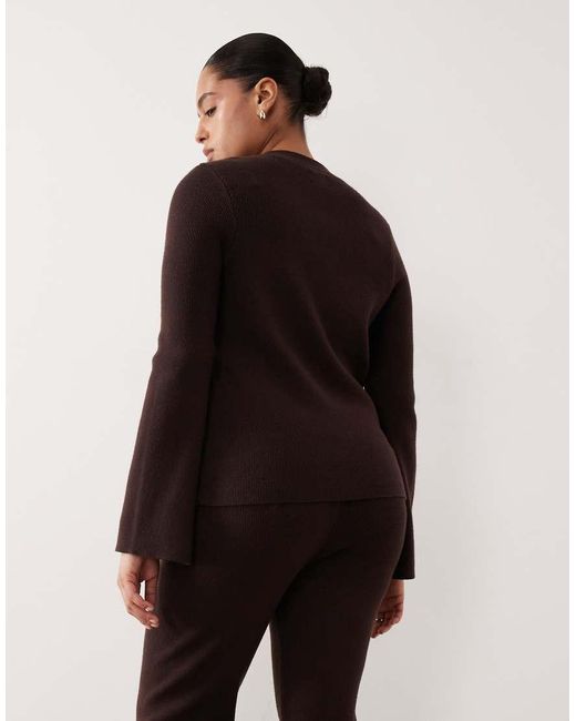 ASOS Brown Asos Design Curve V Neck Ribbed Cardigan Co-Ord