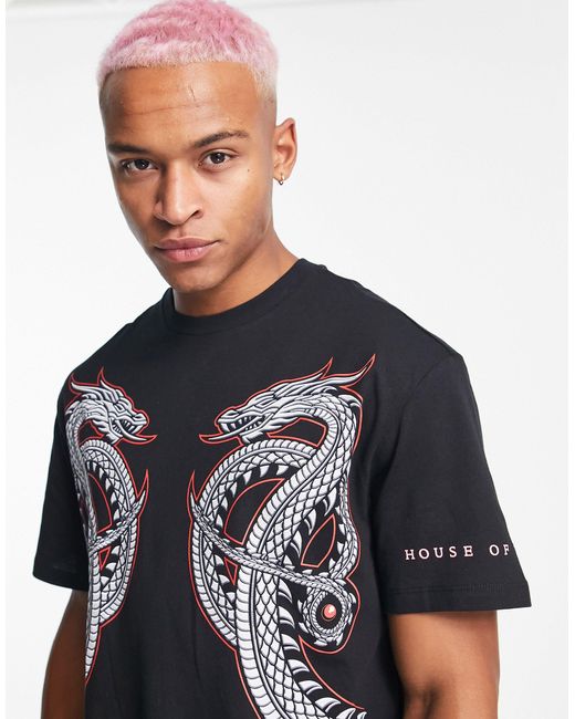 Bershka Oversized Dragon Back Print T-shirt in Black for Men | Lyst